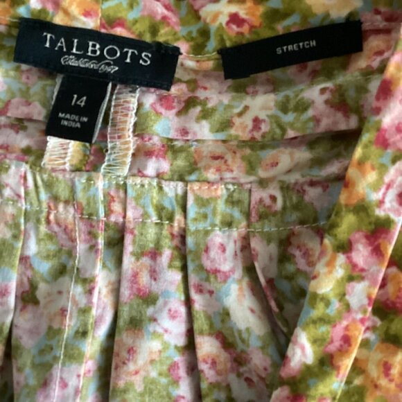 Talbots Sleeveless Ditsy Floral V-Neck Tie Waist Blouse Sz 14 115G - Picture 8 of 9